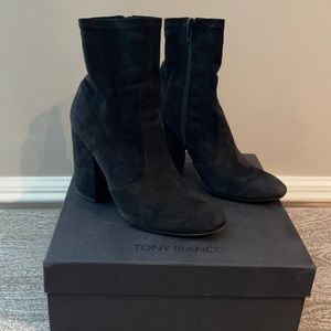 Tony Bianco Black Suede Stretch Bootie
